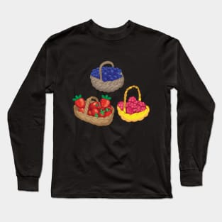 berries in baskets - strawberries, blueberries and raspberries Long Sleeve T-Shirt